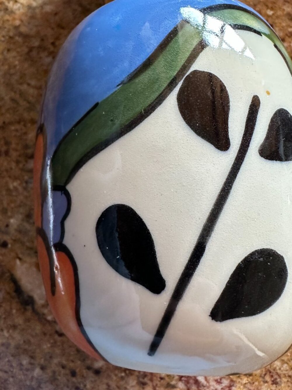 Colorful Tropical Fruit Hand-painted Art Pottery Vase Whimsical Artist Signed 6" - Picture 6 of 10